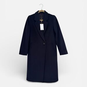 Quince Italian Wool Classic Single Breasted Coat Cadet Blue XS NWT